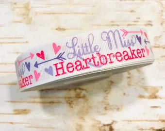 7/8" Little Miss Headtbreaker with glitter valentine USDR grosgrain ribbon