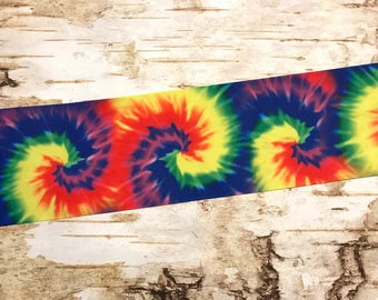 3" Rainbow Tie Dye Swirl watercolor USDR grosgrain ribbon cheer