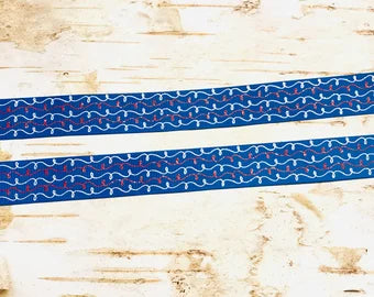 7/8" Red and White glitter doodles on Royal blue USDR grosgrain ribbon patriotic 4th of july