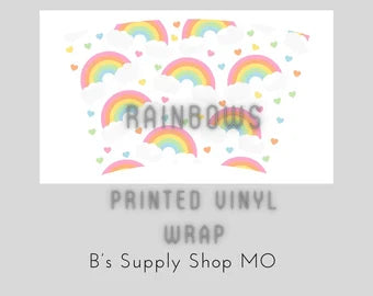 Rainbows | 24 oz Cold Cup | No Hole | Venti Tumbler Decal | Printed Adhesive Vinyl Full Wrap