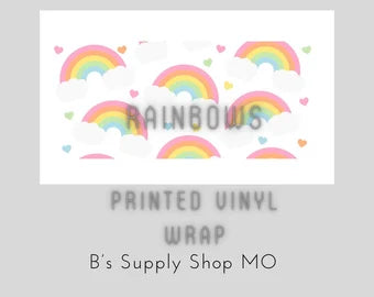 Rainbows and Hearts | 16 oz Libbey Glass | Beer Can Glass Decal | Printed Adhesive Vinyl Full Wrap
