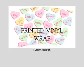 Candy Hearts no hole | 24 oz Cold Cup | Venti Tumbler Decal | Printed Adhesive Vinyl Full Wrap