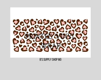 Leopard Hearts | 16 oz Libbey Glass | Beer Can Glass Decal | Printed Adhesive Vinyl Full Wrap