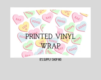 Candy Hearts with hole | 24 oz Cold Cup | Venti Tumbler Decal | Printed Adhesive Vinyl Full Wrap