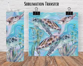Sea Turtle 20 oz Straight Tumbler Sublimation Transfer
