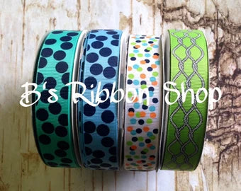 7/8" Nautical Dots and Rope US Designer grosgrain ribbon